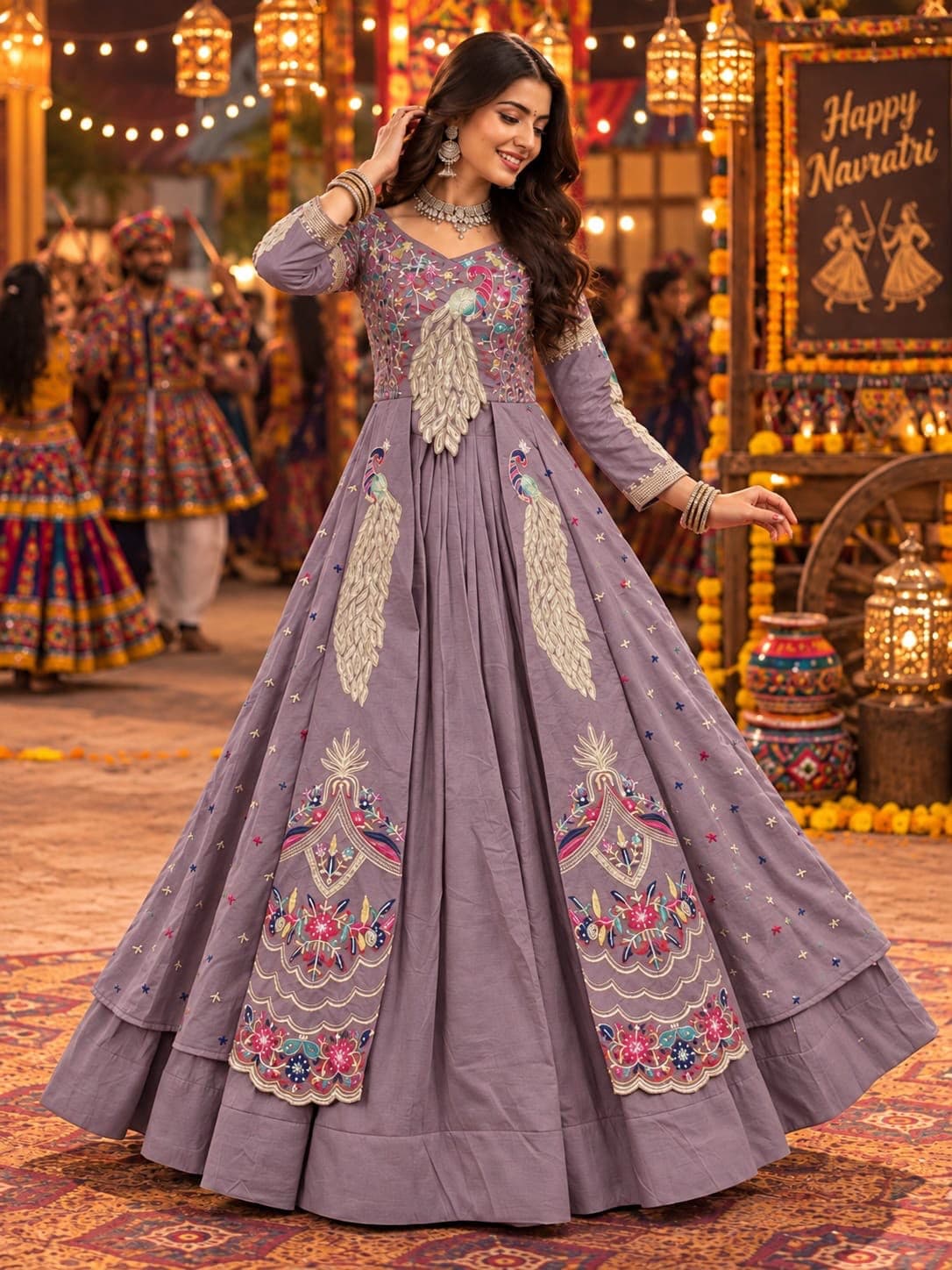Festival Special Vichitra Crop Top Lehenga Set With Shrug - Image 3
