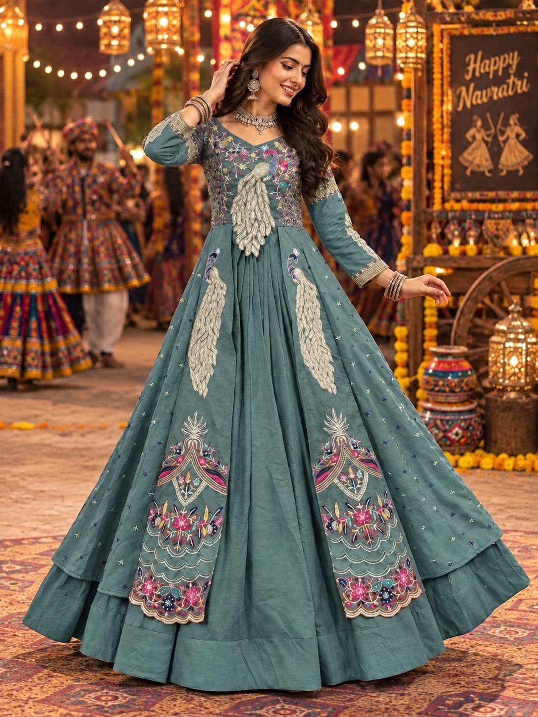Festival Special Vichitra Crop Top Lehenga Set With Shrug