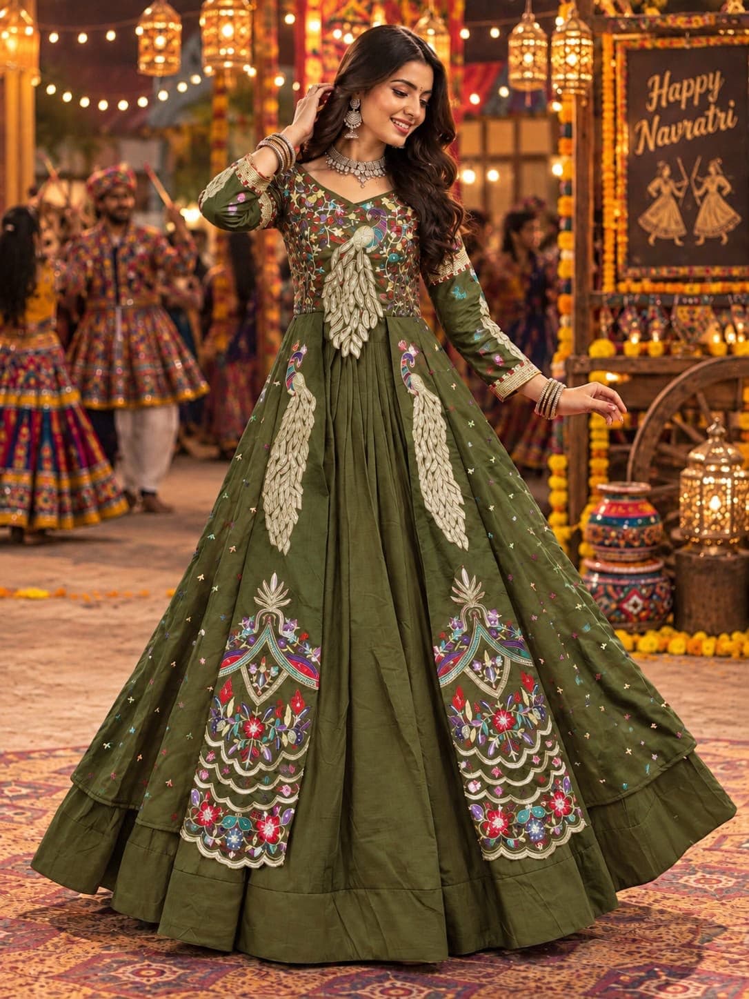 Festival Special Vichitra Crop Top Lehenga Set With Shrug - Image 6