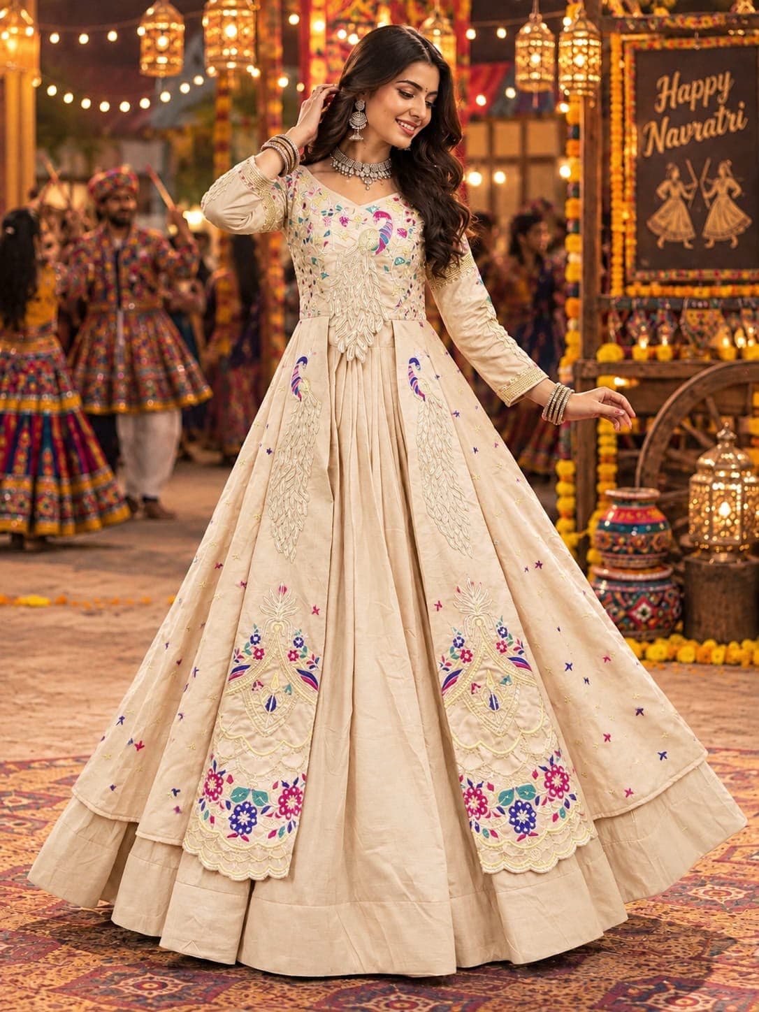 Festival Special Vichitra Crop Top Lehenga Set With Shrug - Image 4