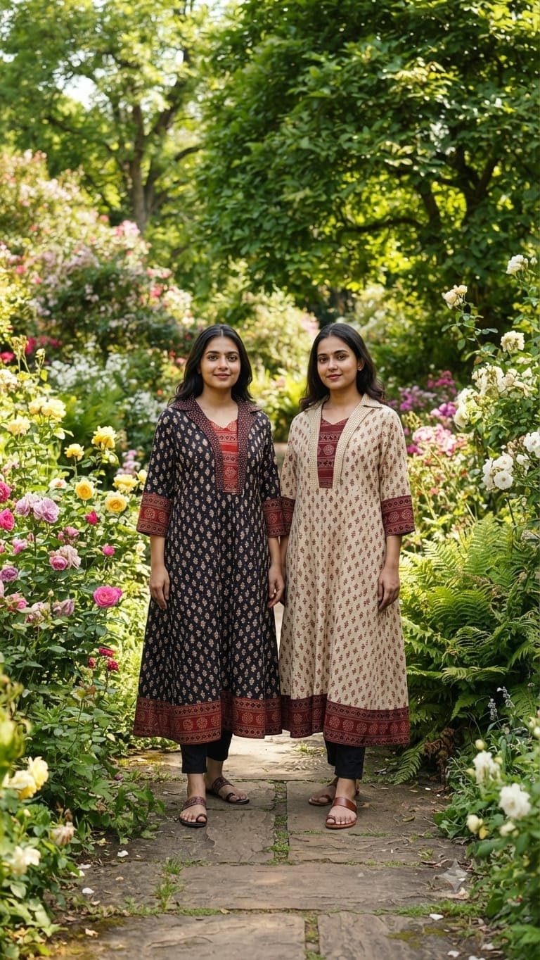 New Arrival – Ajrakh Handblock Cotton One Piece - Image 13