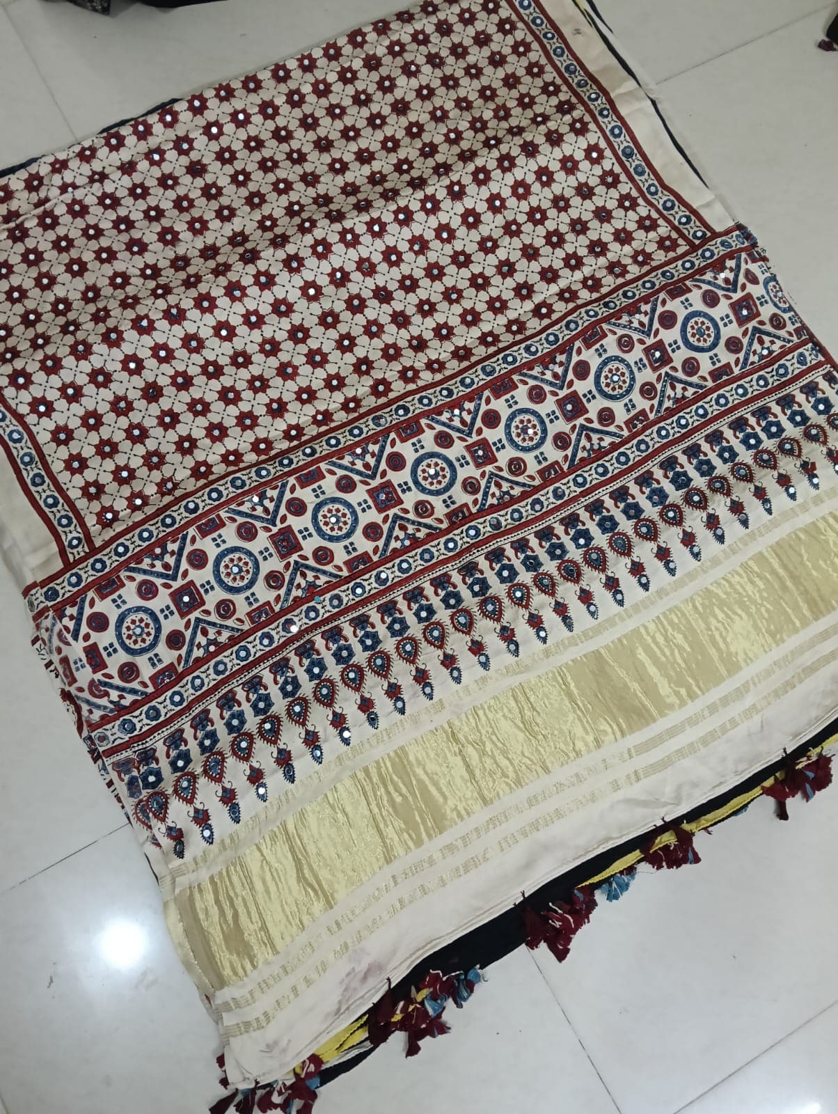 PREMIUM MODAL AJRAKH MIRROR DUPATTA - Image 3