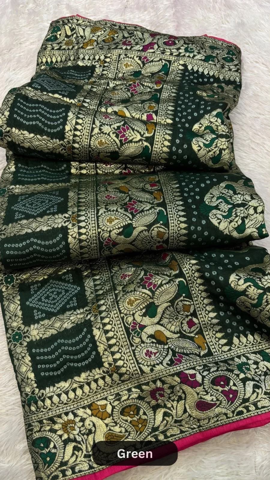 GHARCHOLA DOLA SILK SAREE WITH HEAVY WOVEN BLOUSE - Image 3