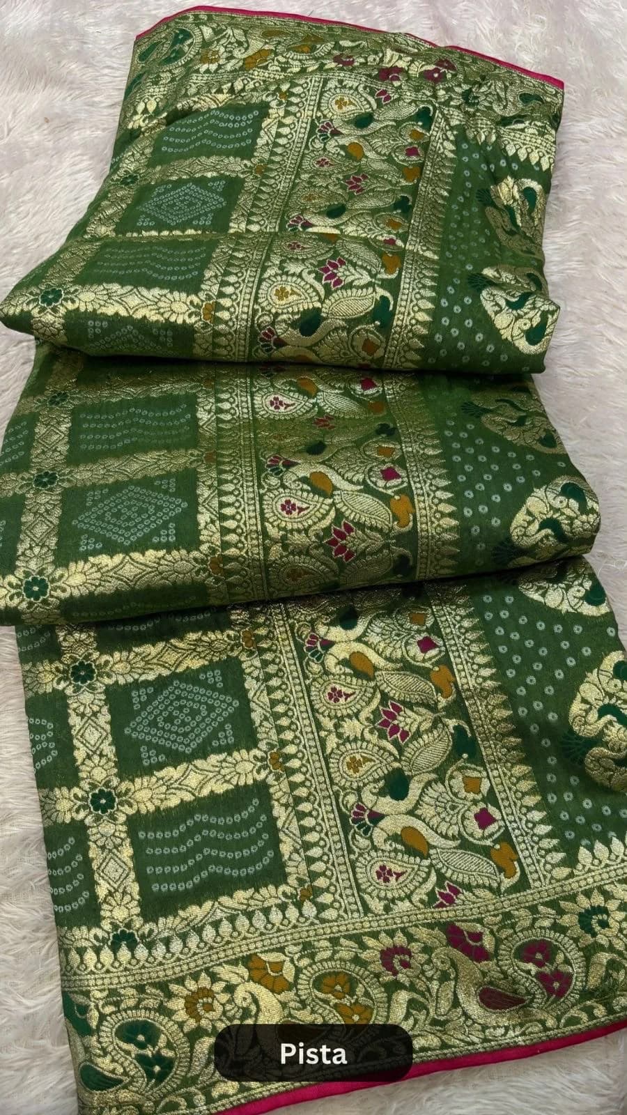 GHARCHOLA DOLA SILK SAREE WITH HEAVY WOVEN BLOUSE - Image 5