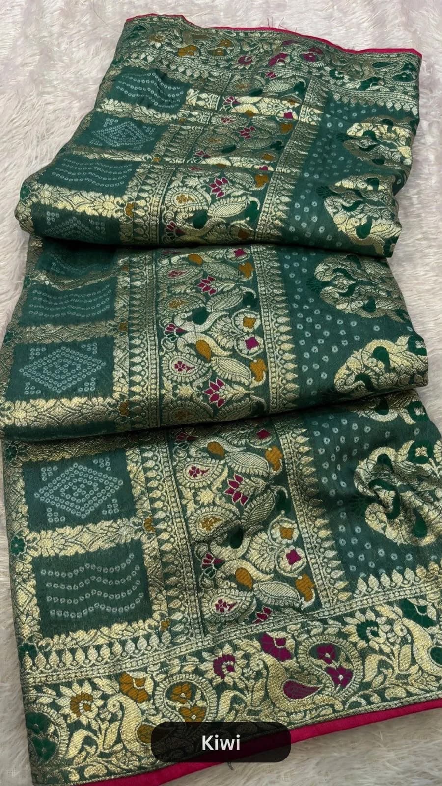 GHARCHOLA DOLA SILK SAREE WITH HEAVY WOVEN BLOUSE - Image 8