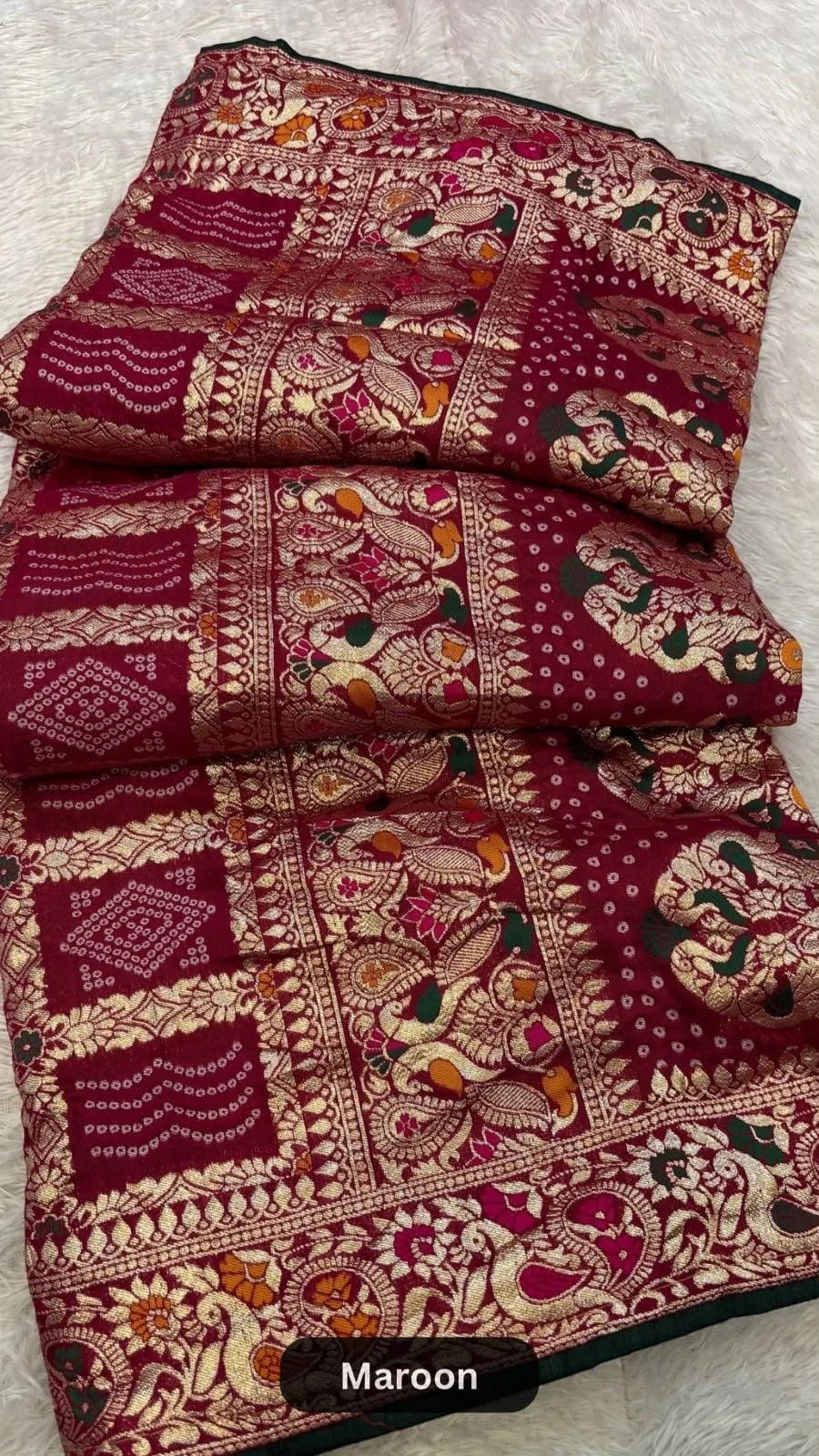 GHARCHOLA DOLA SILK SAREE WITH HEAVY WOVEN BLOUSE - Image 7