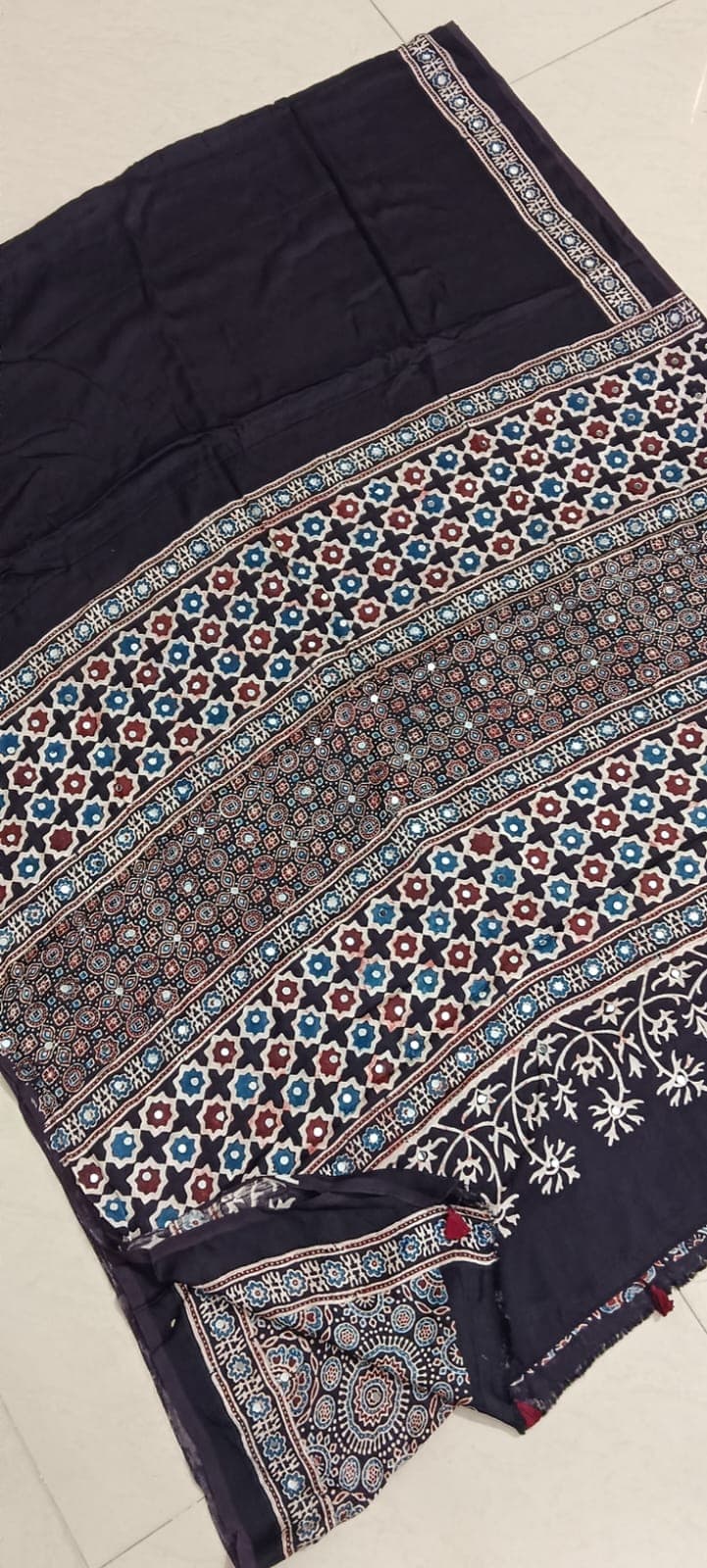 PREMIUM MODAL AJRAKH HAND BLOCK PRINT SAREE