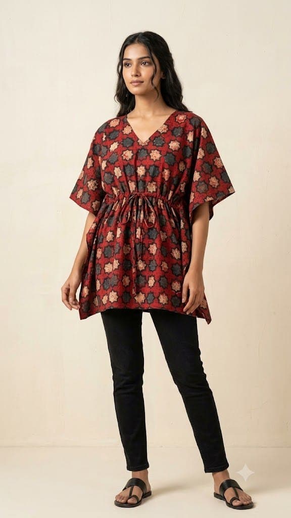 AJRAKH HAND BLOCK PRINT COTTON KAFTAN - Image 5
