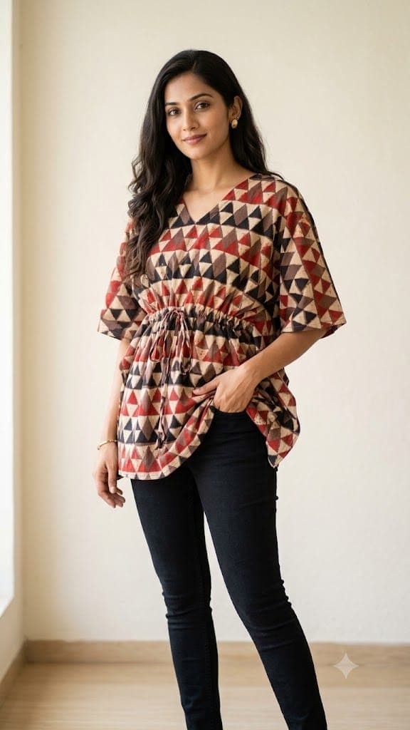 AJRAKH HAND BLOCK PRINT COTTON KAFTAN - Image 6