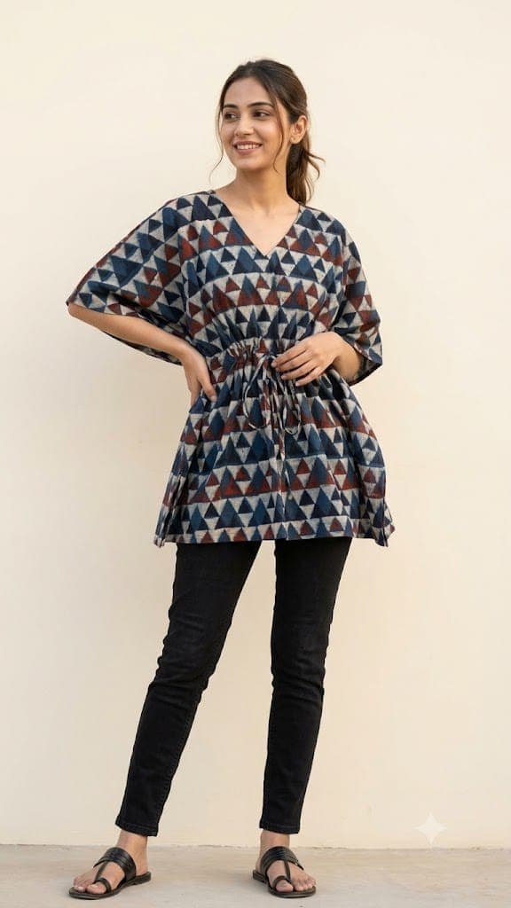 AJRAKH HAND BLOCK PRINT COTTON KAFTAN - Image 4