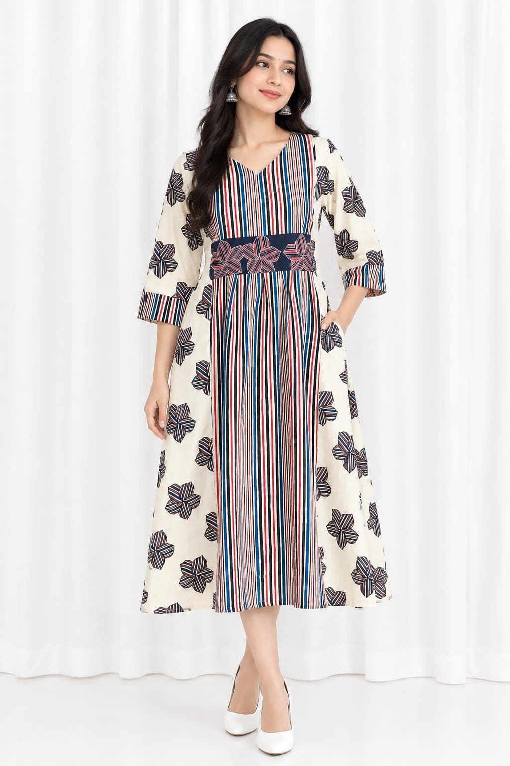 AJRAKH PRINT COTTON ONE-PIECE KURTI - Image 2