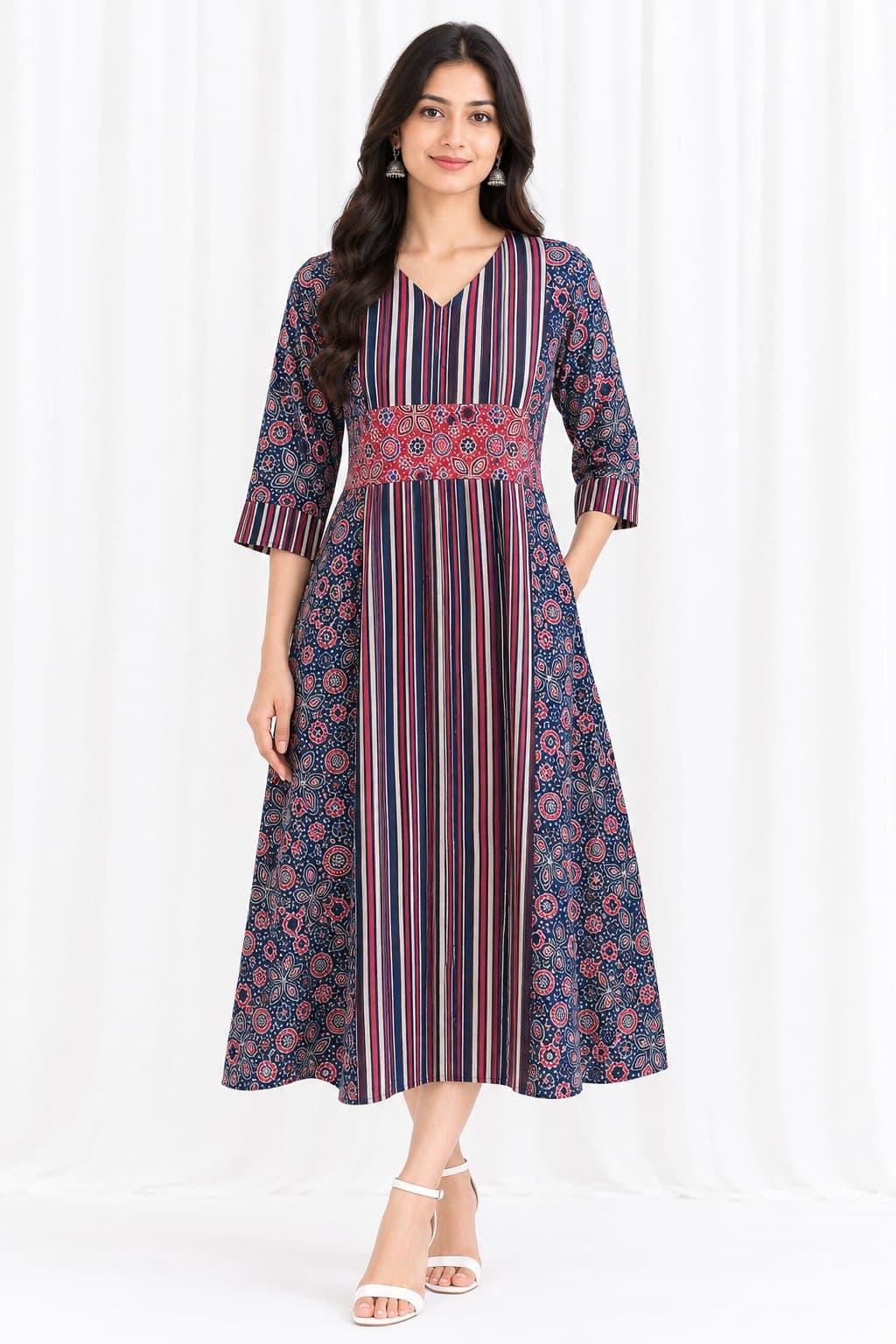 AJRAKH PRINT COTTON ONE-PIECE KURTI - Image 5