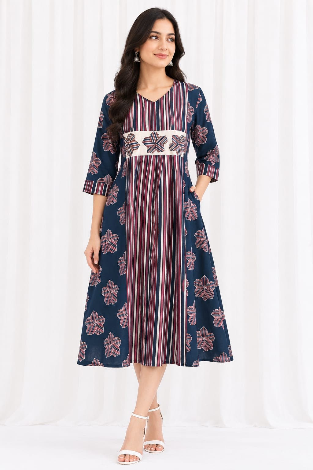 AJRAKH PRINT COTTON ONE-PIECE KURTI - Image 6