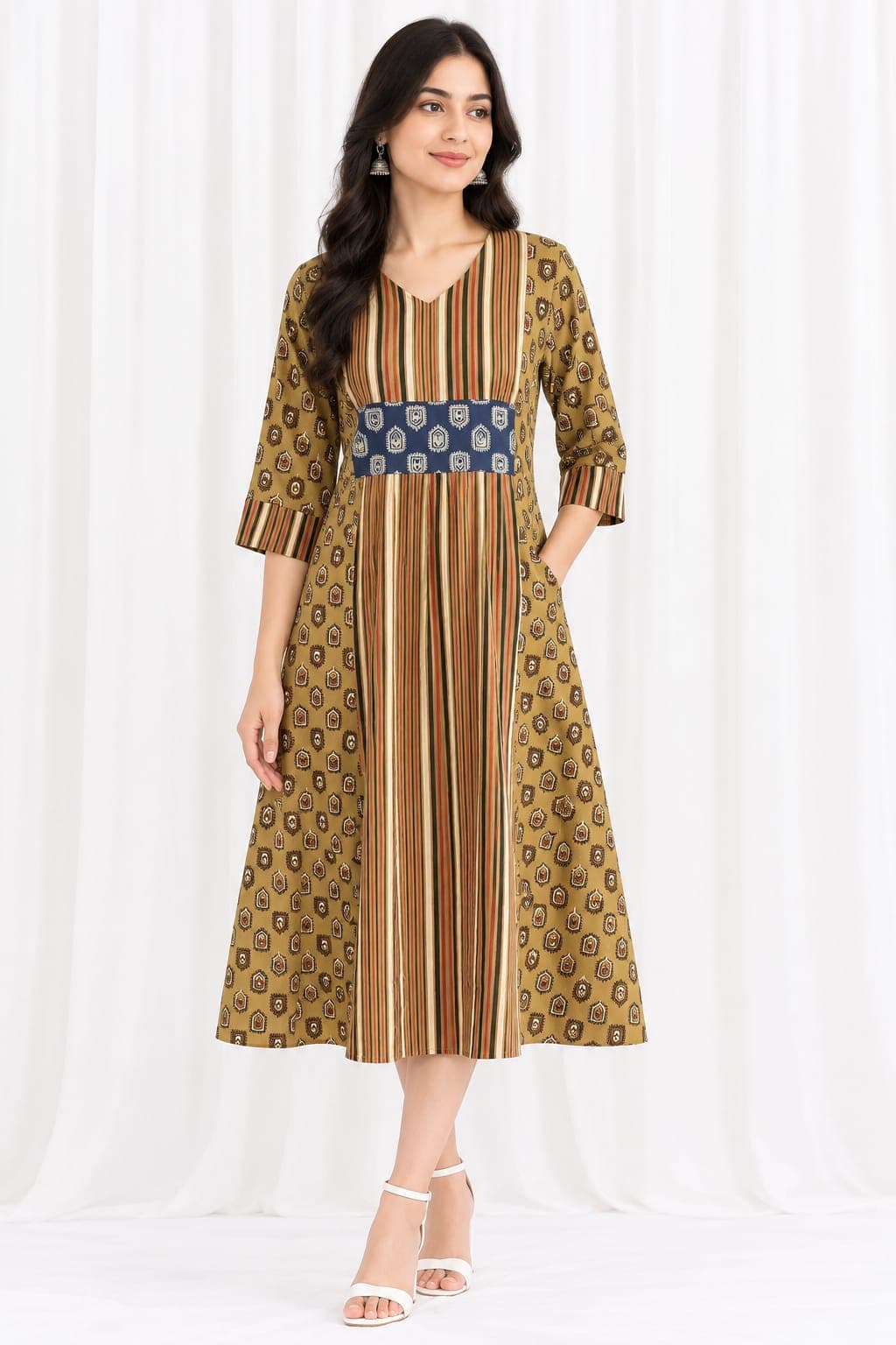 AJRAKH PRINT COTTON ONE-PIECE KURTI - Image 4