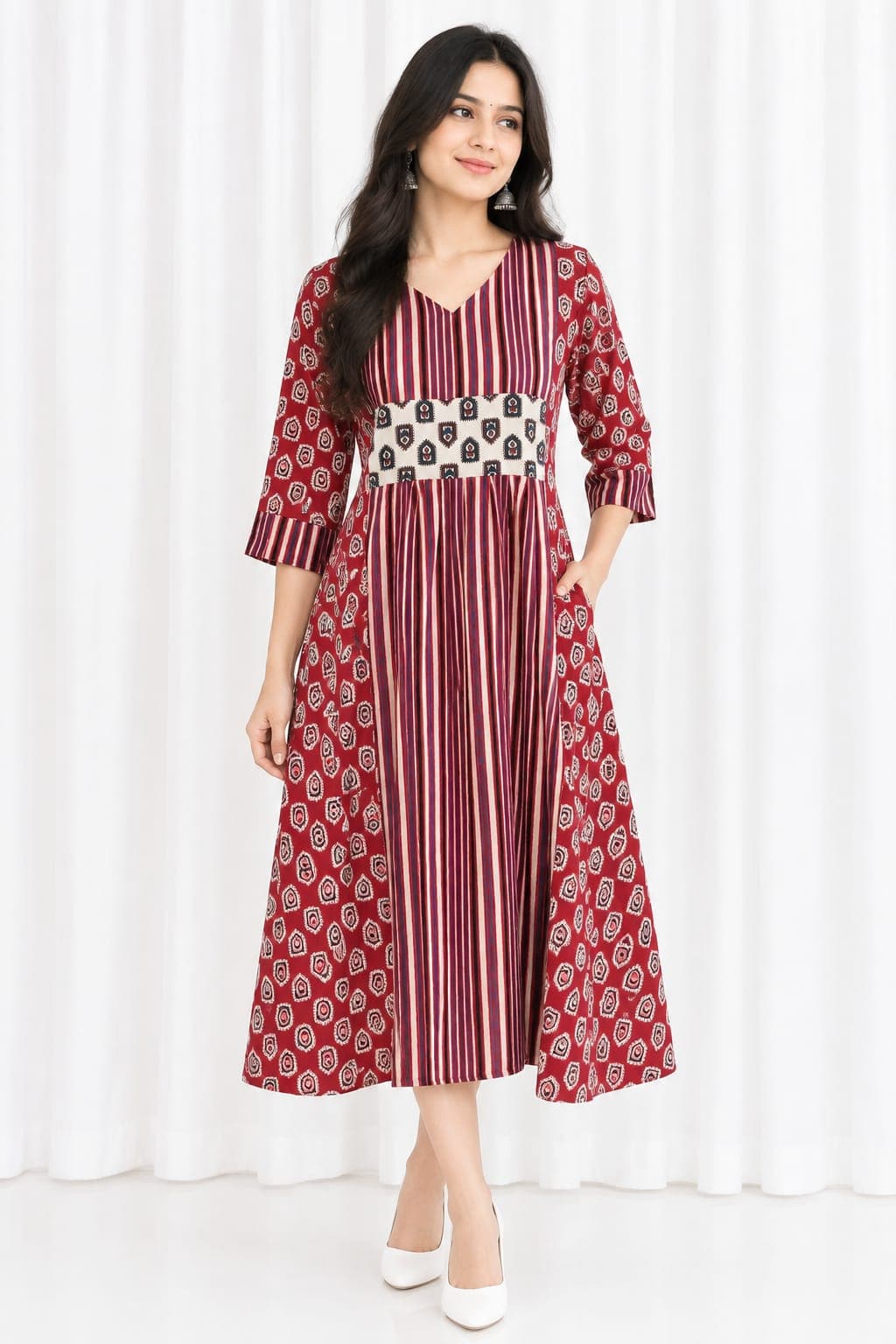 AJRAKH PRINT COTTON ONE-PIECE KURTI - Image 17