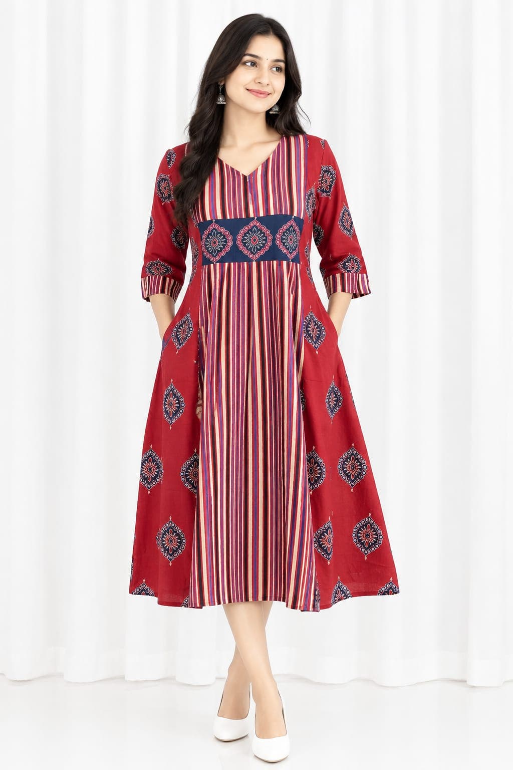 AJRAKH PRINT COTTON ONE-PIECE KURTI - Image 14