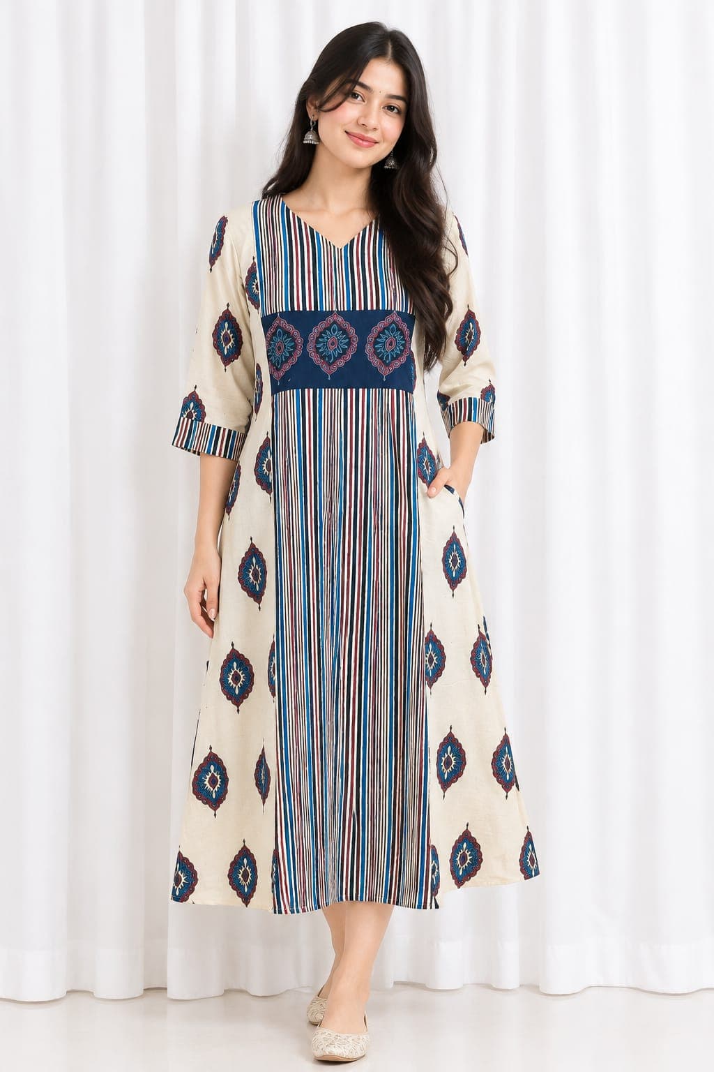 AJRAKH PRINT COTTON ONE-PIECE KURTI - Image 12