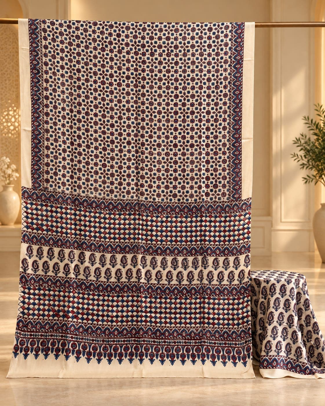 ELEGANT MODAL SILK AJRAKH SAREE - Image 3