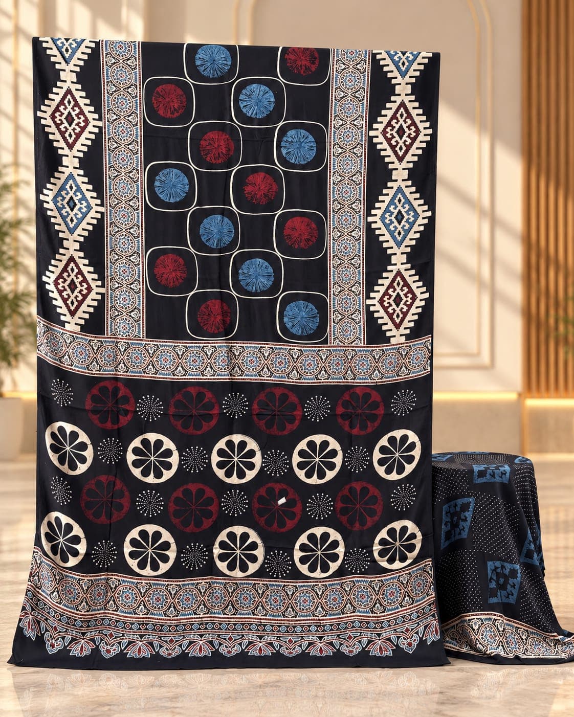 ELEGANT MODAL SILK AJRAKH SAREE - Image 6