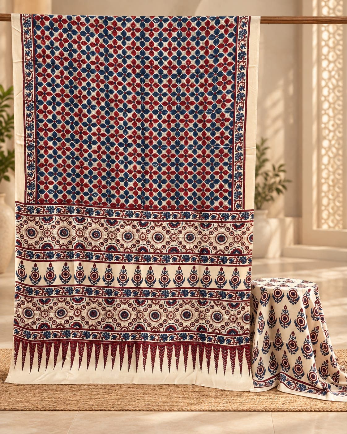 ELEGANT MODAL SILK AJRAKH SAREE - Image 5