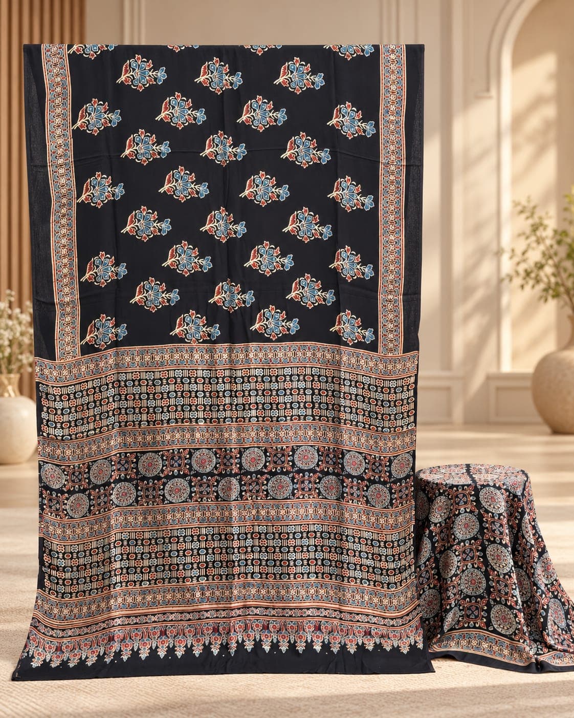ELEGANT MODAL SILK AJRAKH SAREE - Image 8