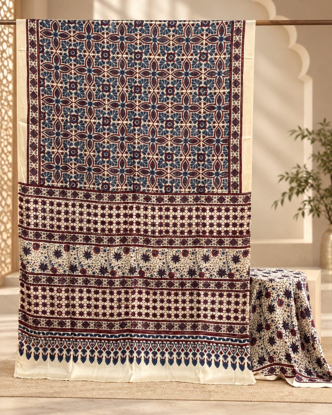 ELEGANT MODAL SILK AJRAKH SAREE - Image 4