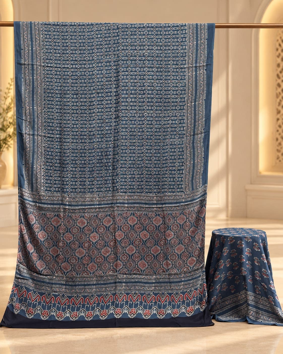 ELEGANT MODAL SILK AJRAKH SAREE - Image 14