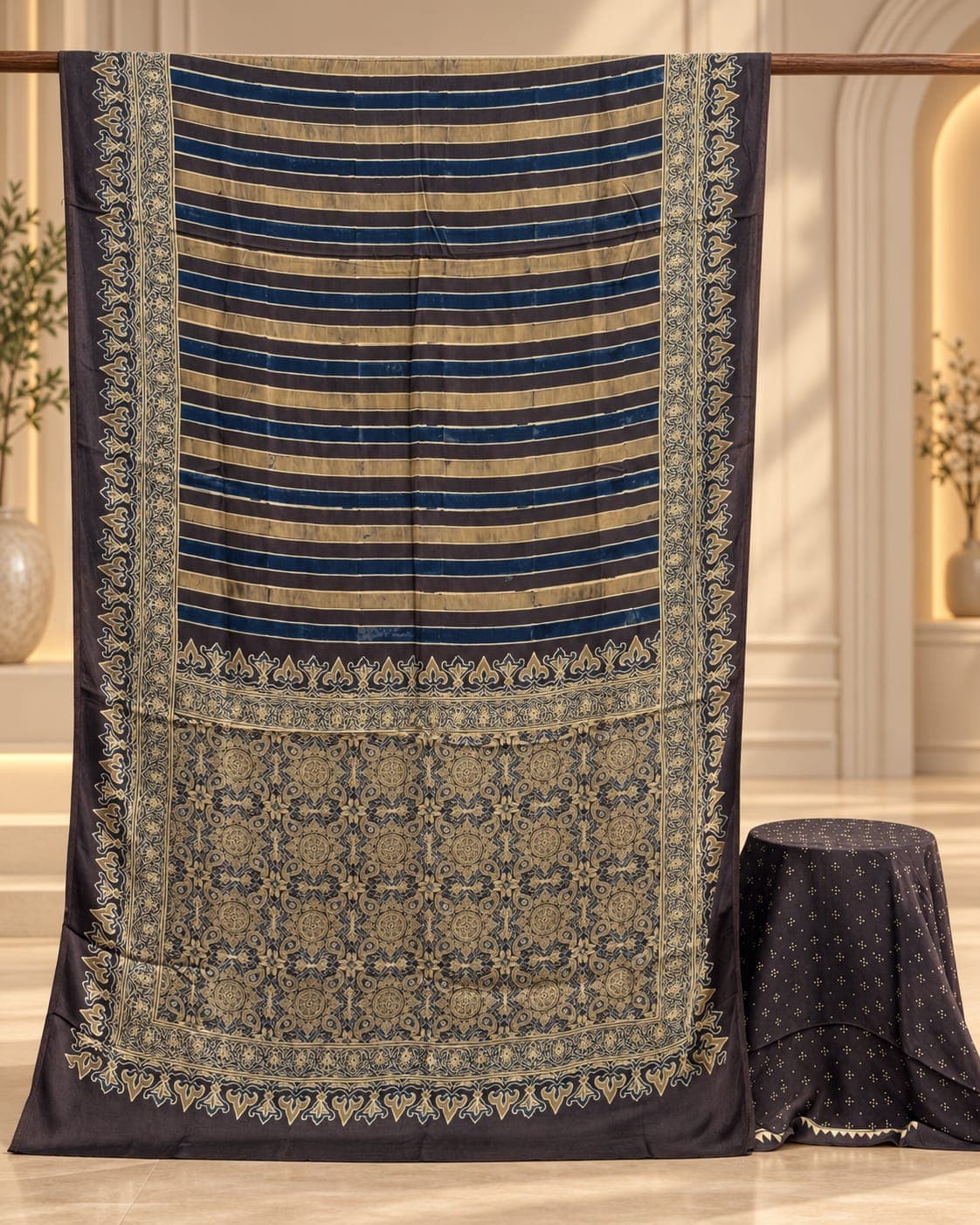 ELEGANT MODAL SILK AJRAKH SAREE - Image 10