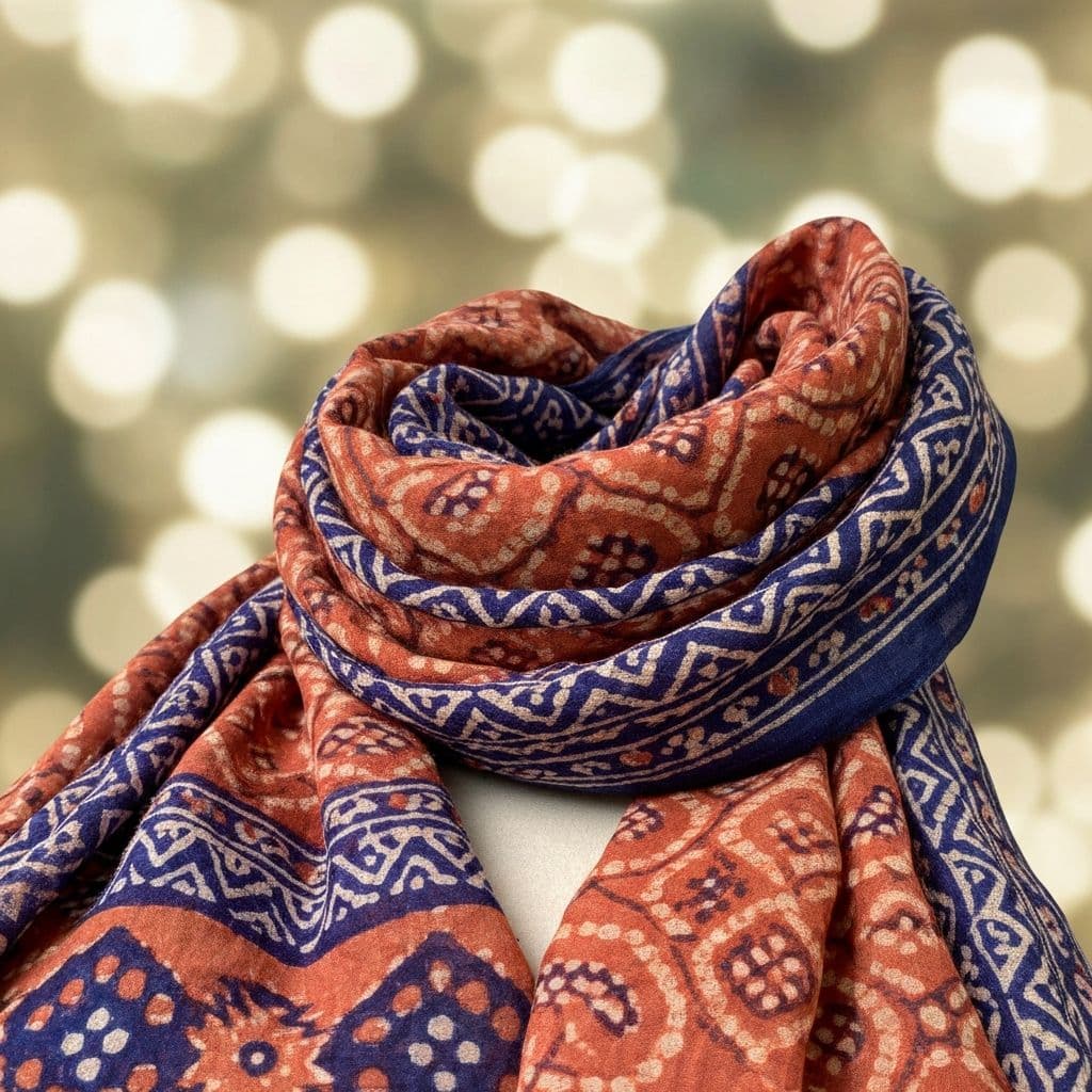 Handblock dupatta textile detail