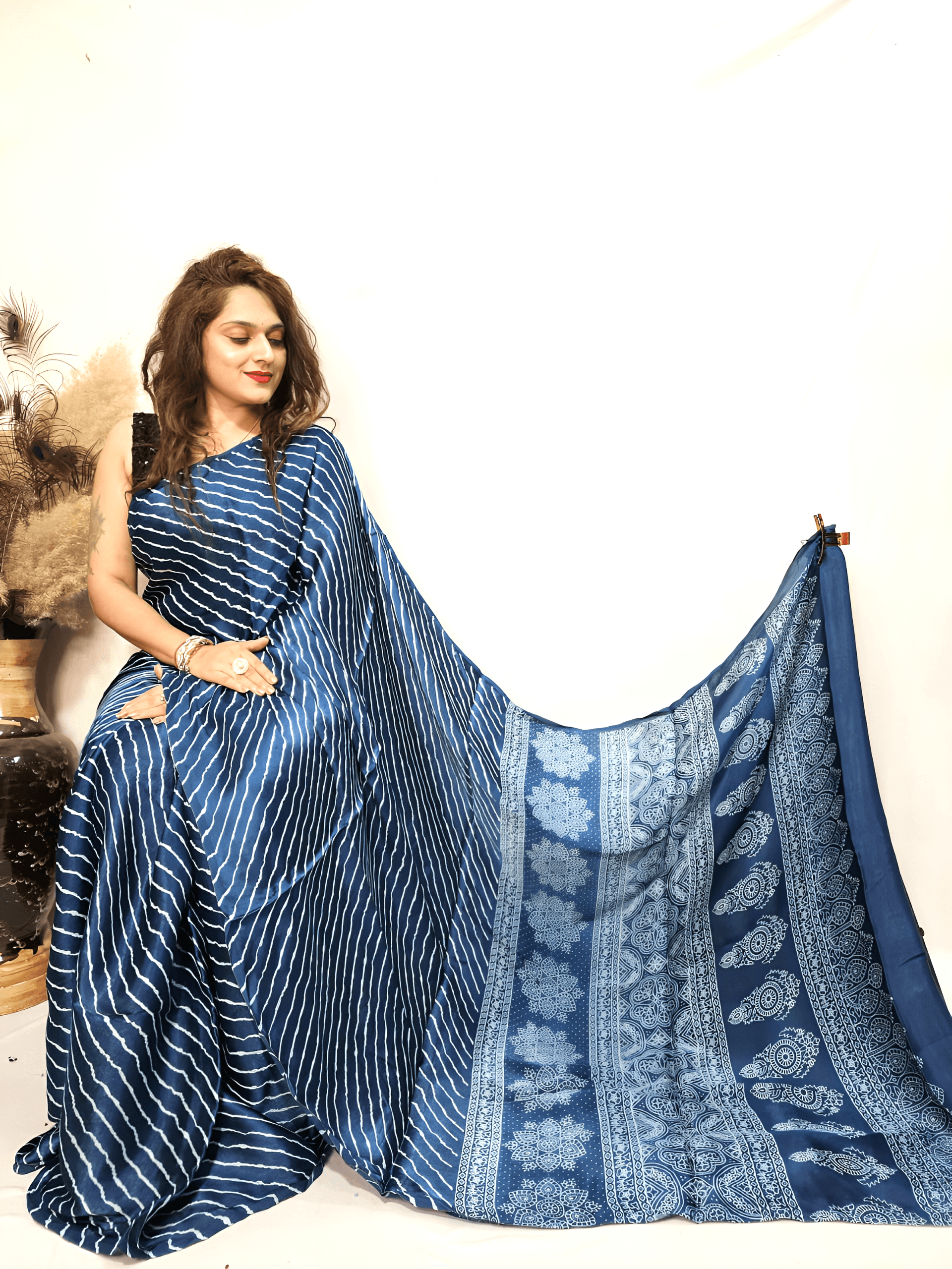 Modal Gajji Silk Leheriya Print Saree