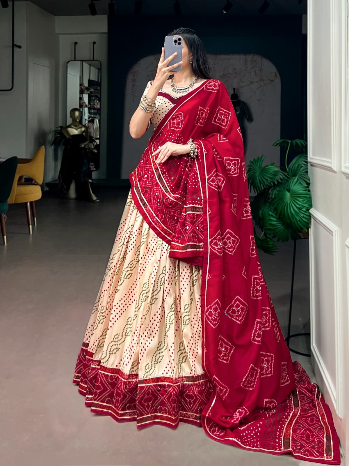 Navratri Collection 2026 Tasar Silk Bandhej Lehenga Choli