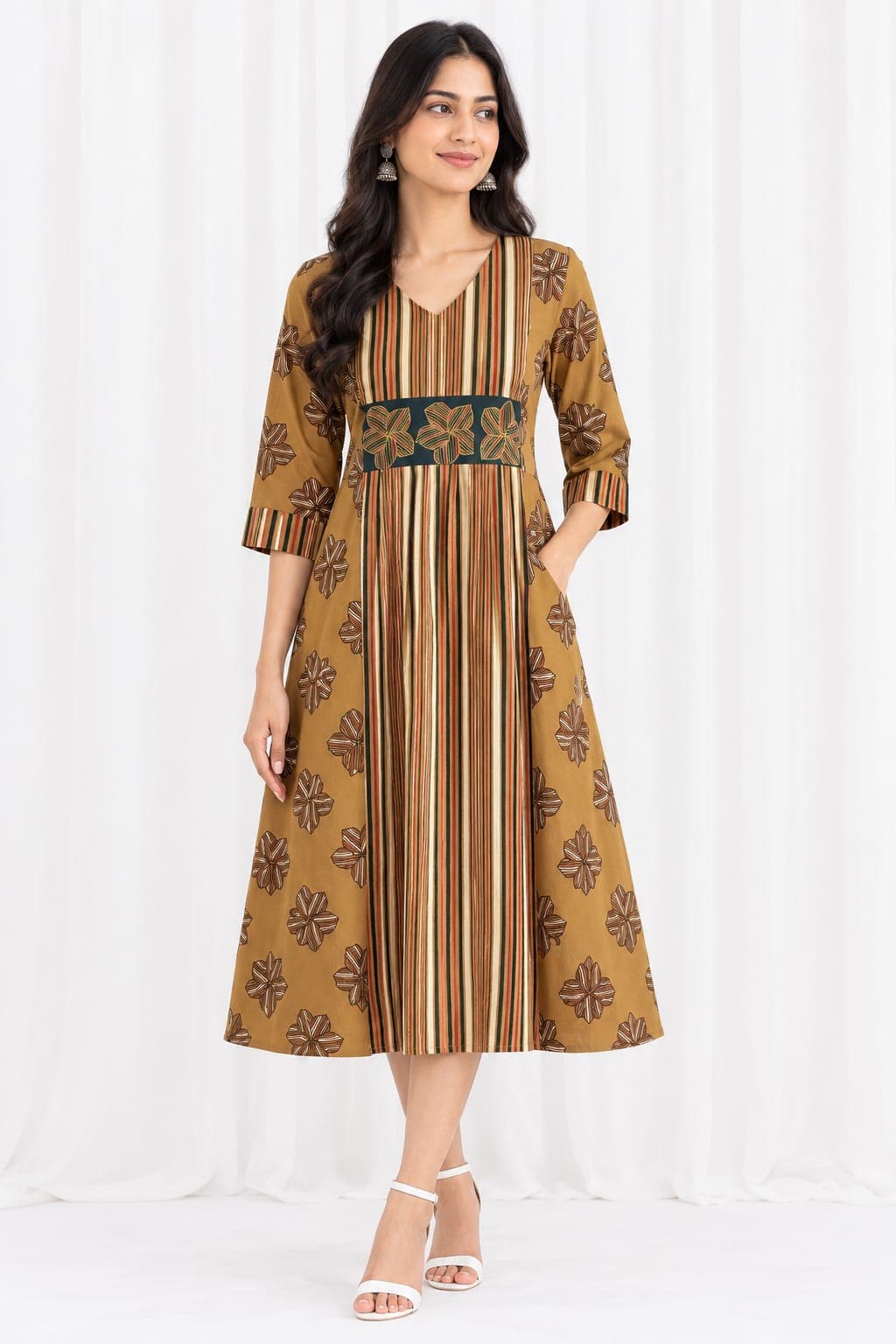 AJRAKH PRINT COTTON ONE-PIECE KURTI