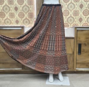 Cotton Ajrakh Handblock Natural Dye Kali Skirt