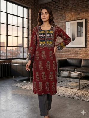 Ajrakh Handblock Natural Dyed Cotton Kurti