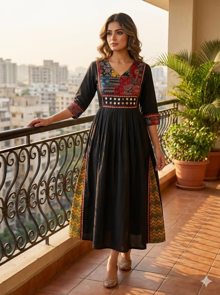 Ajrakh Mirrorwork Cotton Kurti - Image 6